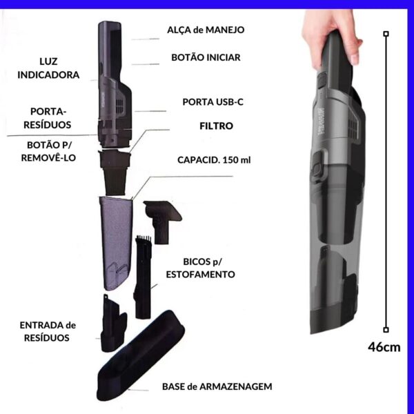 Aspirador de Pó sem fio Recarregável - Image 2